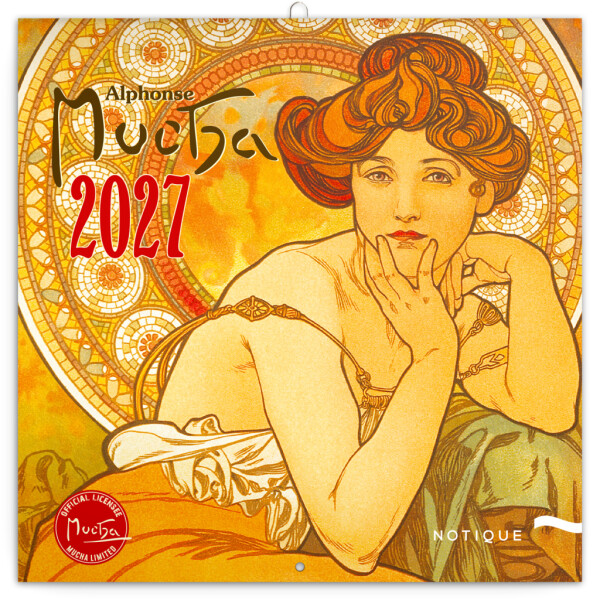 NOTIQUE Kalender Alfons Mucha EN/CZ 2027, 20 x 20 cm