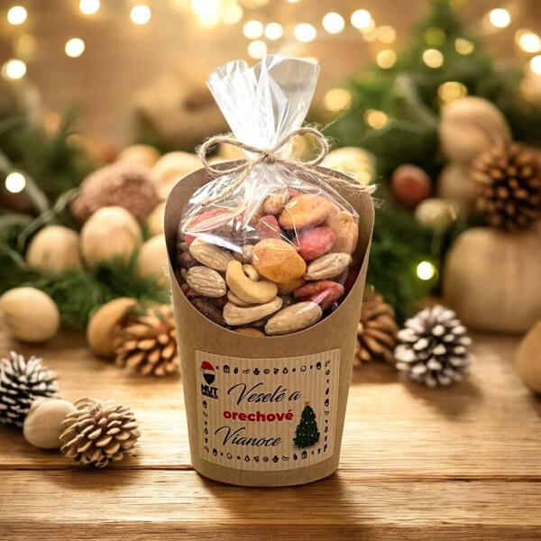 Herzhafte Weihnachtsmischung in Cellophan und Glas, 180 g – FROHE WEIHNACHTEN