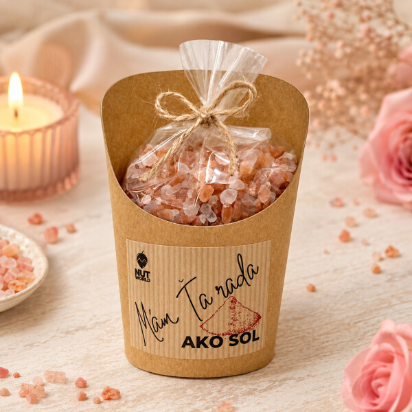 Zellophan und Glas mit Salz – ICH LIEBE DICH WIE SALZ 300 g