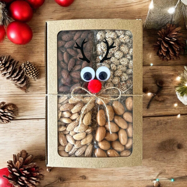 Weihnachtsnussbox SOB – 4 × 80 g mit transparentem Deckel