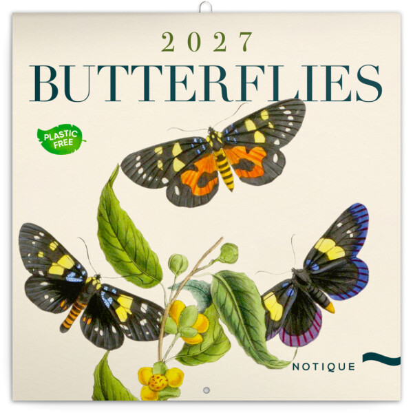 NOTIQUE Notizblock Schmetterlinge GRATIS 2027, PLASTIKFREI, 30 x 30 cm