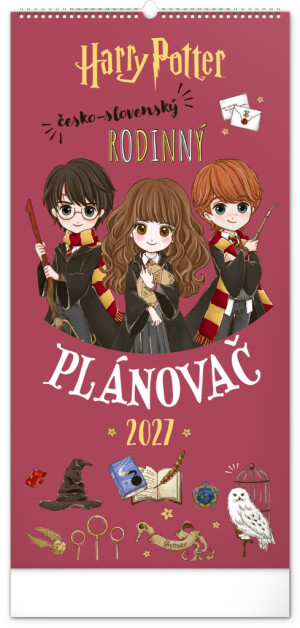 NOTIQUE Wandkalender Familienplanung Harry Potter CZ/SK 2027, 21 x 42 cm - Reklamnepredmety