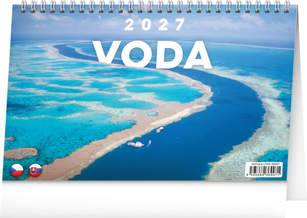 NOTIQUE Tischkalender Water CZ/SK 2027, 23,1 x 14,5 cm