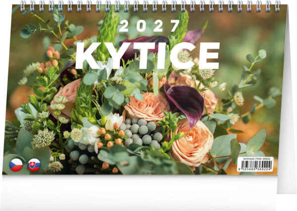 NOTIQUE Tischkalender Bouquets CZ/SK 2027, 23,1 x 14,5 cm