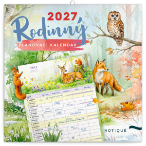 NOTIQUE Rodinný plánovací kalendár Zvieratká 2027, 30 x 30 cm - Reklamnepredmety
