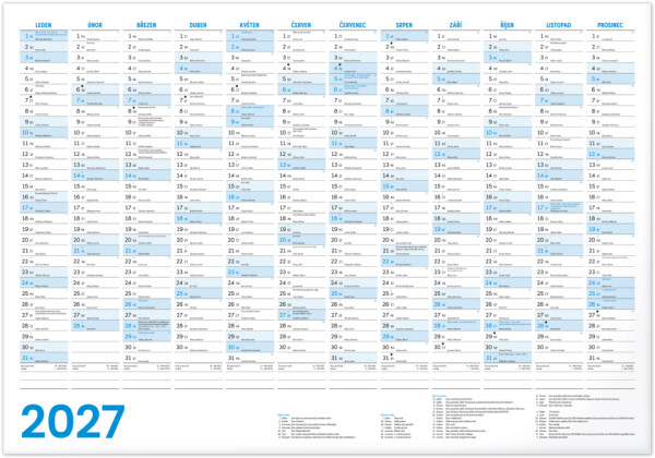 NOTIQUE Jahreskalender CZ 2027, B1, 96,4 x 67 cm