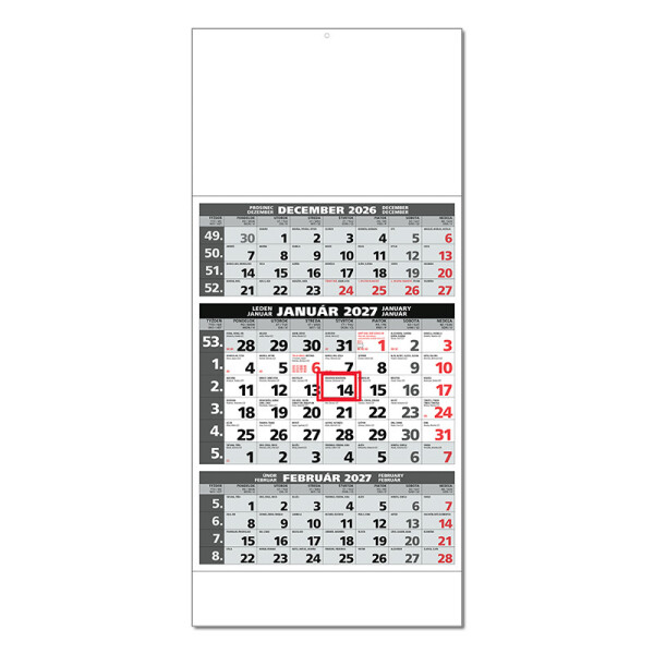 Planungskalender STANDARD 3M grau 2027