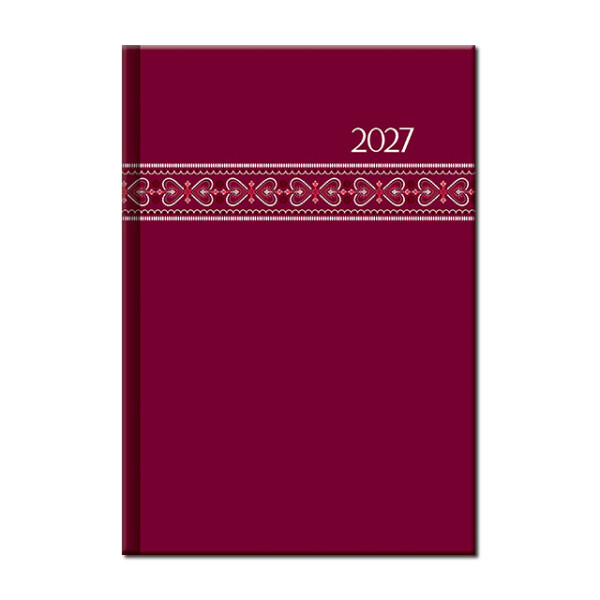 Wochenkalender A5 FOLK rot 2027