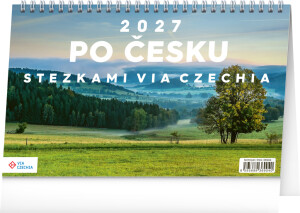 NOTIQUE Tischkalender Rund um Tschechien auf Wanderwegen Via Czechia CZ 2027, 23,1 x 14,5 cm - Reklamnepredmety