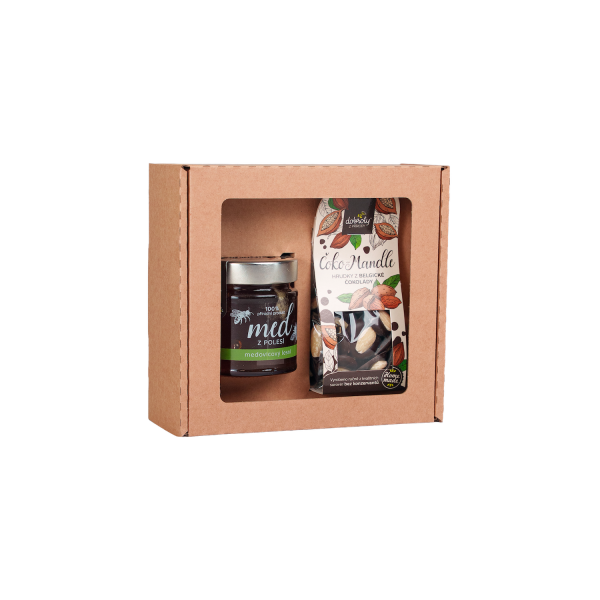 Geschenkset – Honigmelonenhonig und schokoladenüberzogene Mandeln