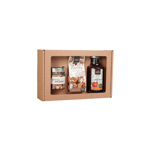 Geschenkset – Winterapfelsirup, weiße Schokoladenbrezeln mit gesalzenem Karamell und Käseleckerei