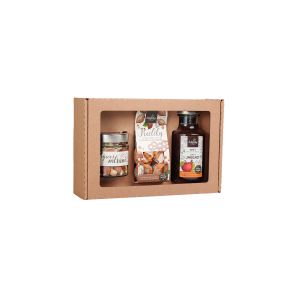 Geschenkset – Winterapfelsirup, weiße Schokoladenbrezeln mit gesalzenem Karamell und Käseleckerei - Reklamnepredmety