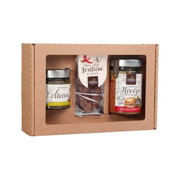Geschenkset – Pulled Beef vom Grill, Oliventapenade und mild-würzige Festtagswurst