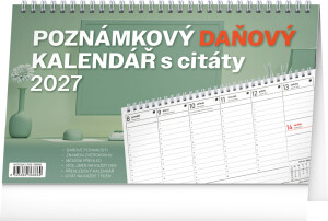 NOTIQUE Tischkalender Hinweis Steuer mit Anführungszeichen CZ 2027, 25 x 14,5 cm - Reklamnepredmety