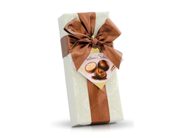 Pralinen aus dunkler und Vollmilchschokolade mit Kakao-, Orangen- und Haselnussfüllung, 70 g