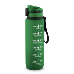 ERIKSSON. Flasche aus recyceltem PET (100 % rPET) mit motivierenden Sprüchen und Zeitmarkierungen, die zum Wassertrinken anregen - Reklamnepredmety