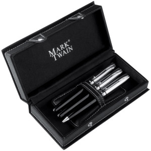 Mark Twain - 3-teiliges Metall-Schreibset - Reklamnepredmety
