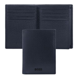 Card holder with flap and money pocket Grid Navy - Reklamnepredmety