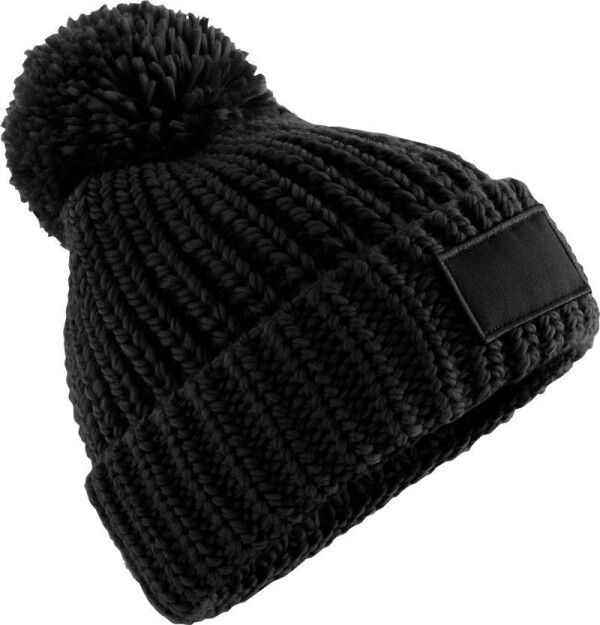Strickmütze mit Pompon "Toasty Patch" B 329