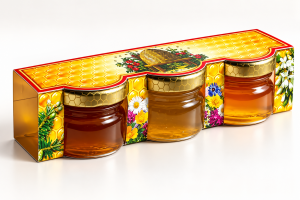 Set mit 3 Honigsorten in einer bedruckten Schachtel - Reklamnepredmety