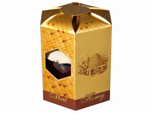 Honig in einer goldenen Schachtel