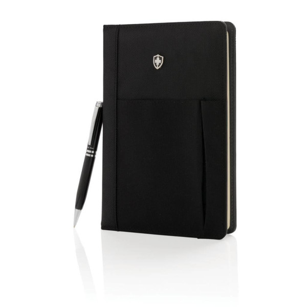 Swiss Peak Notizbuch und Stift, schwarz