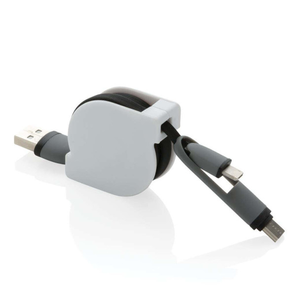 3-in-1 ausziehbares Kabel, weiß