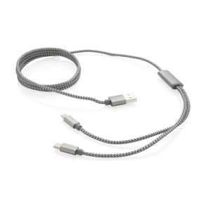 3-in-1 umwobenes Kabel, grau - Reklamnepredmety