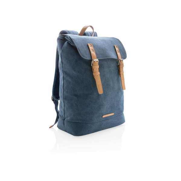 Canvas Laptop-Rucksack, PVC frei, blau