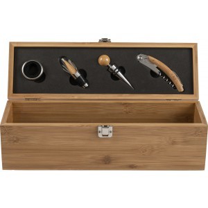 Bamboo wine giftset, Brown - Reklamnepredmety