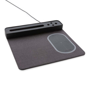 Air Mauspad mit 5W Wireless Charger und USB, schwarz - Reklamnepredmety