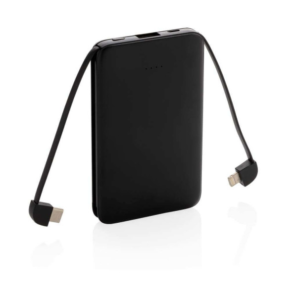 5.000 mAh Powerbank mit integriertem Kabel, weiß