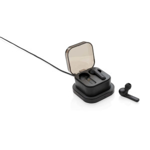 TrueWireless Ohrhörer in kabelloser Ladebox, schwarz - Reklamnepredmety