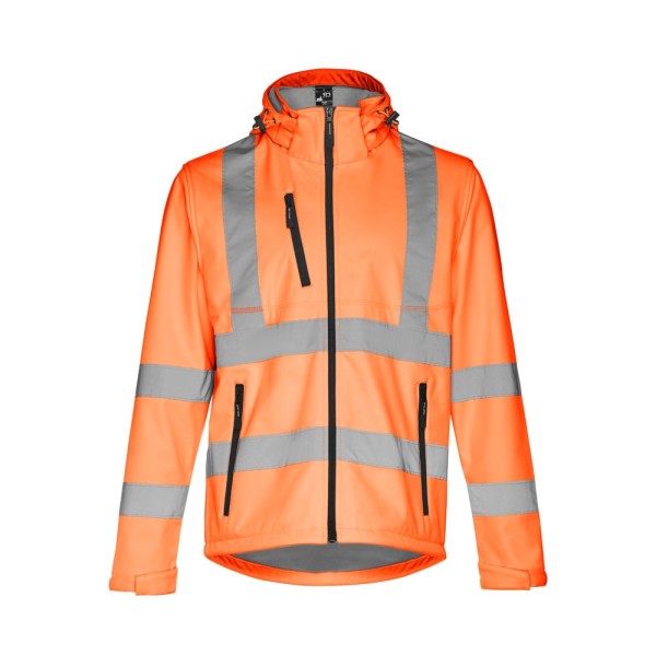 Herren Warnschutz-SoftShell, mit abnehmbarer Kapuze ZAGREB WORK