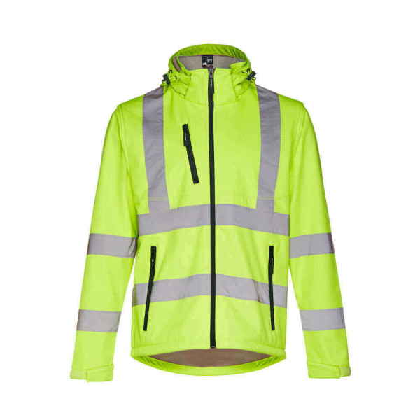 Herren Warnschutz-SoftShell, mit abnehmbarer Kapuze ZAGREB WORK