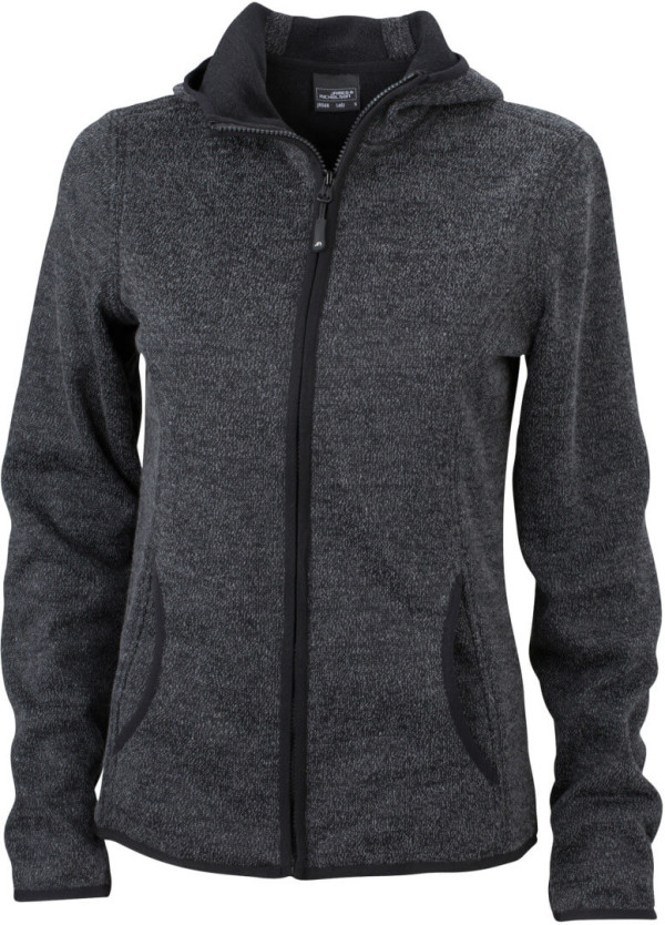 Damen Strick Fleece Kapuzen Jacke
