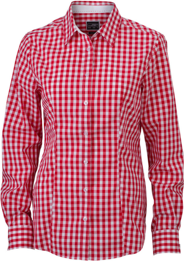 Popeline Karo Bluse langarm