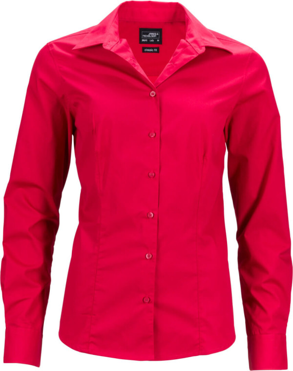 Popeline Business Bluse langarm