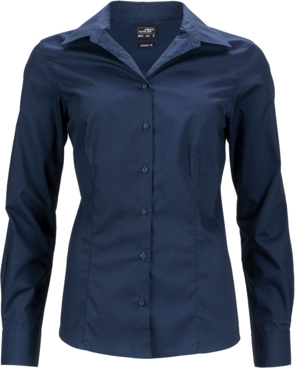 Popeline Business Bluse langarm