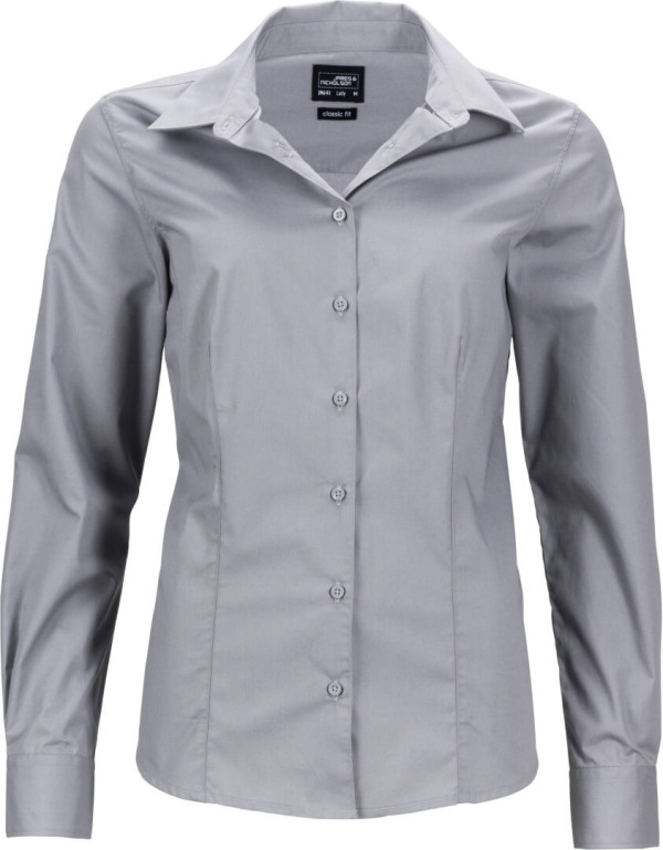 Popeline Business Bluse langarm