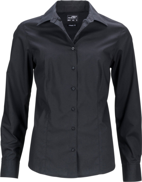Popeline Business Bluse langarm
