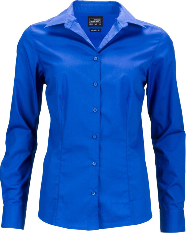Popeline Business Bluse langarm
