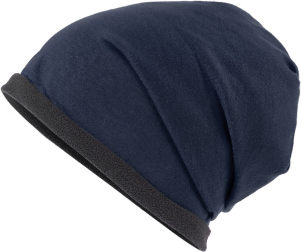 Lässige Mütze mit Fleece-Kontrastabschluss