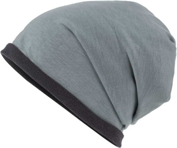 Lässige Mütze mit Fleece-Kontrastabschluss