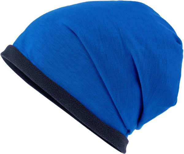 Lässige Mütze mit Fleece-Kontrastabschluss