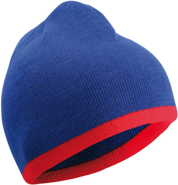 Strick Beanie mit Kontraststreifen