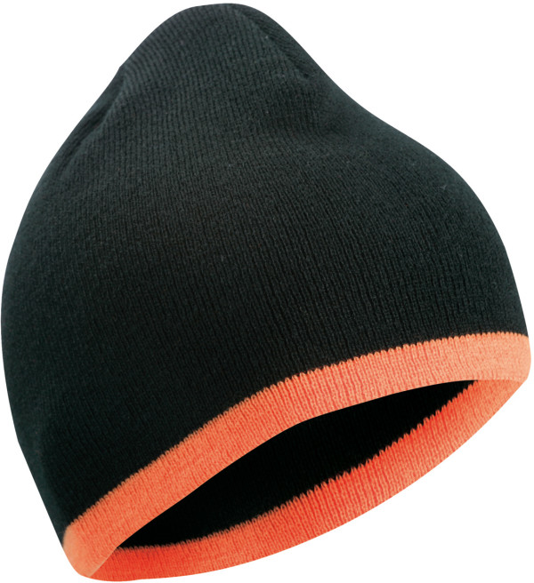 Strick Beanie mit Kontraststreifen
