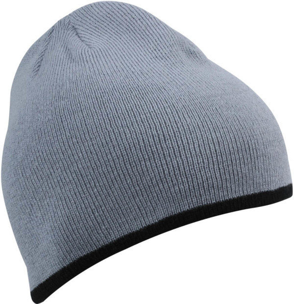 Strick Beanie mit Kontraststreifen