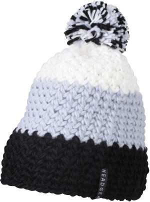 3-farbige Häkelmütze mit Pompon - Reklamnepredmety