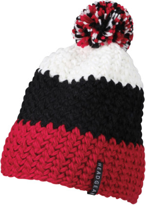 3-farbige Häkelmütze mit Pompon - Reklamnepredmety